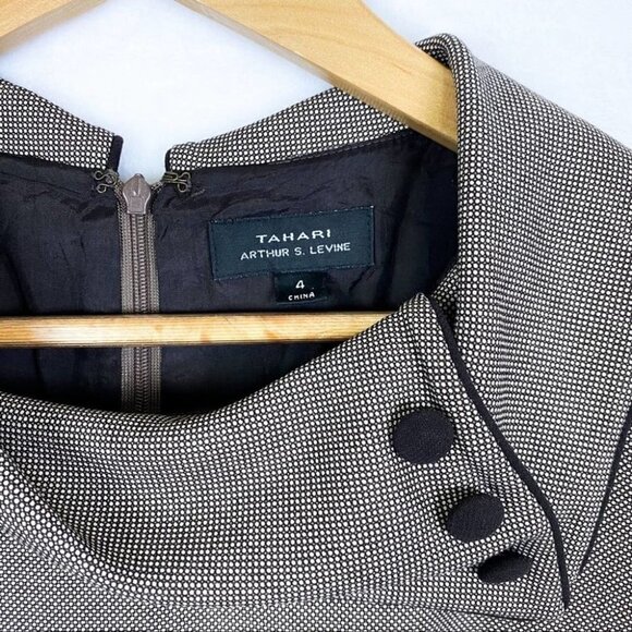 Tahari Arthur S. Levine Brown Collared Career Sheath Dress size 4 - Picture 2 of 6